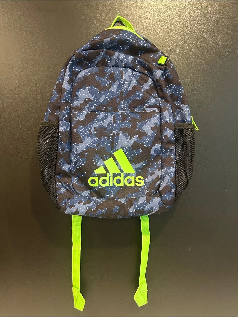adidas Ready Backpack – Galaxy Camo Dark Blue & Lucid Lime NWOT